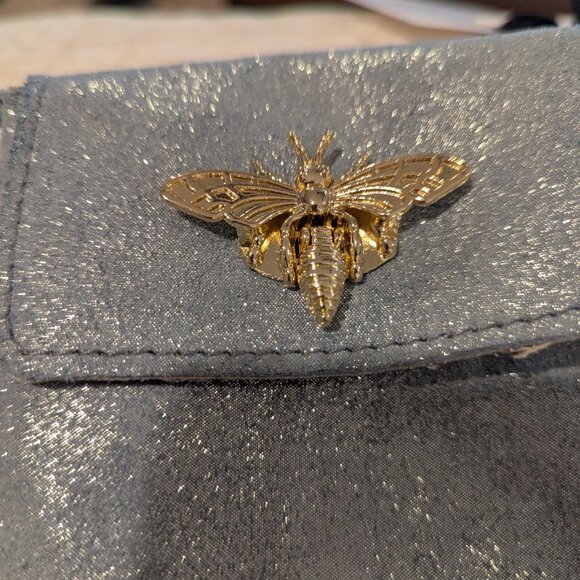 Marlon Firenze Made in Italy Genuine Leather Mini Hand Bag with Gold Bee Accent - Picture 3 of 7